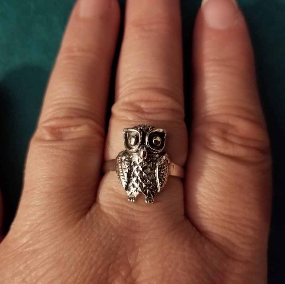 .925 Sterling Silver Owl Ring - Picture 1 of 8